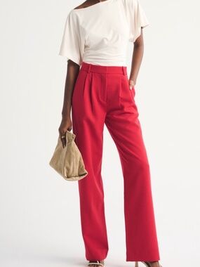 NWT A&F Sloane Tailored Wide Leg Pant in Fiery Red 30Long